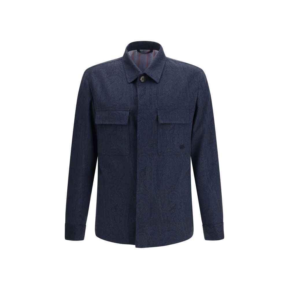Etro Blue Wool Oves Aries Jacket