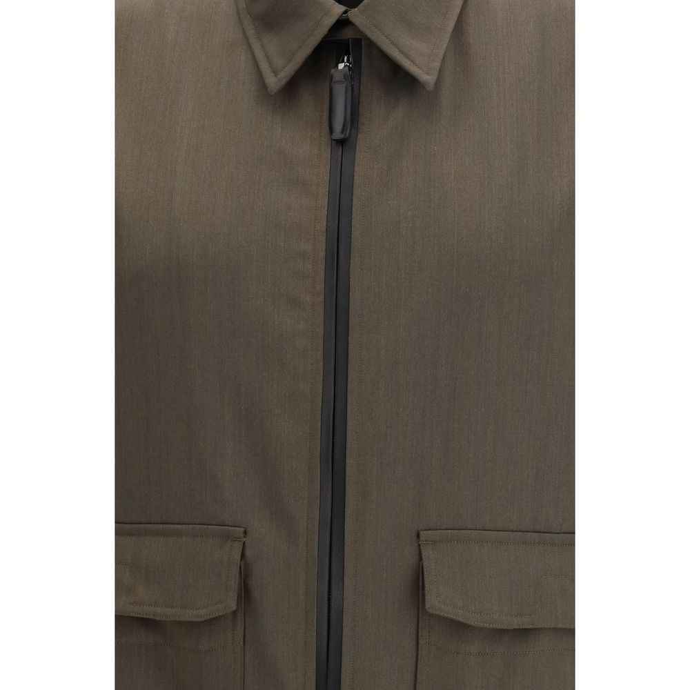 Brioni Bicolor Wool Full-Length Jacket