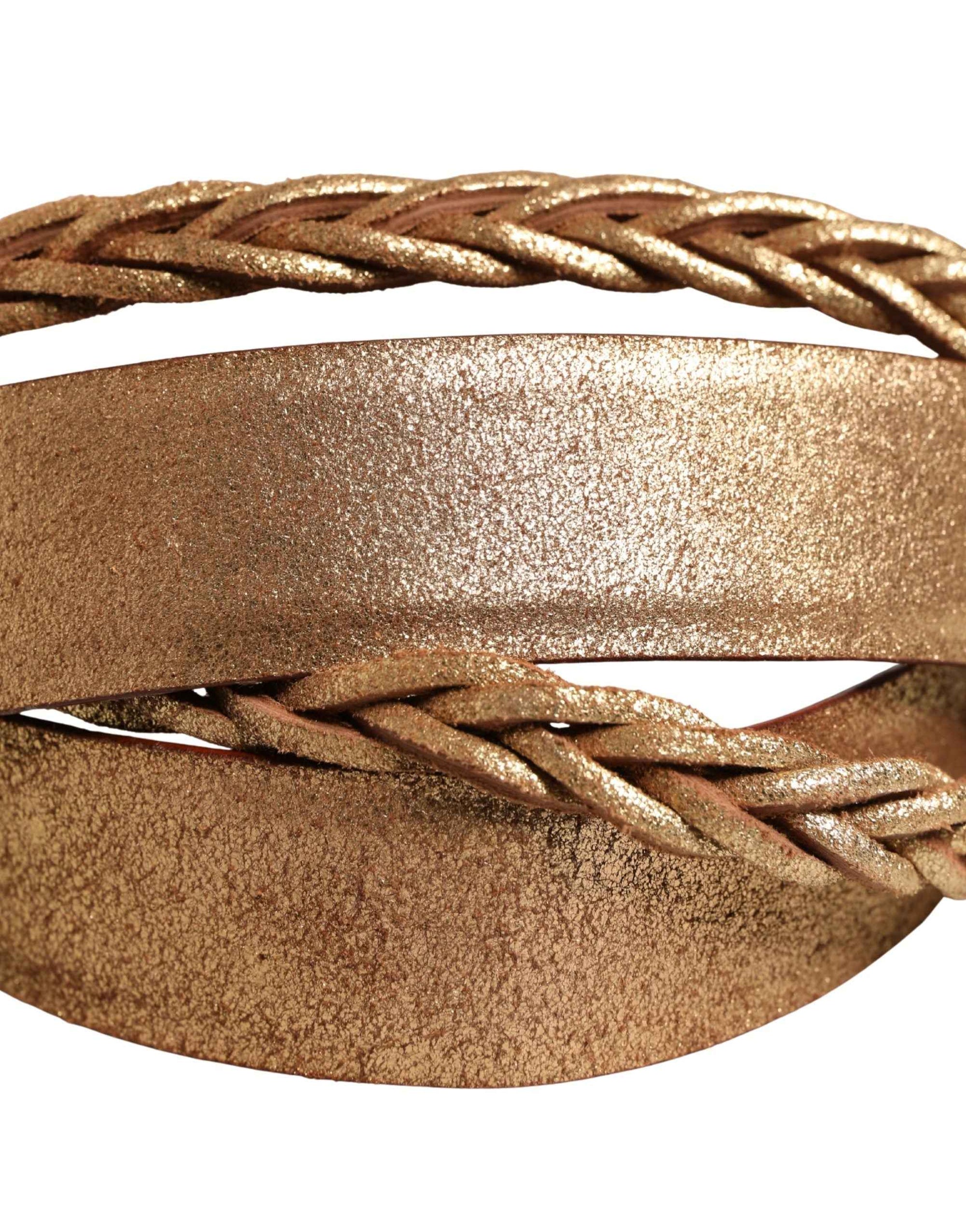 Ermanno Scervino Brown Leather Braided Metal Buckle Belt