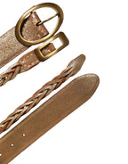 Ermanno Scervino Brown Leather Braided Metal Buckle Belt