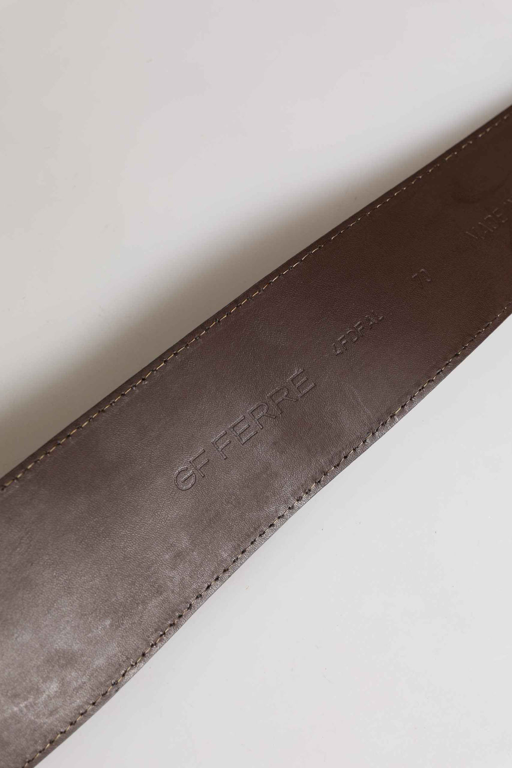 GF Ferre Brown Genuine Leather Logo Wide Waist Women Belt