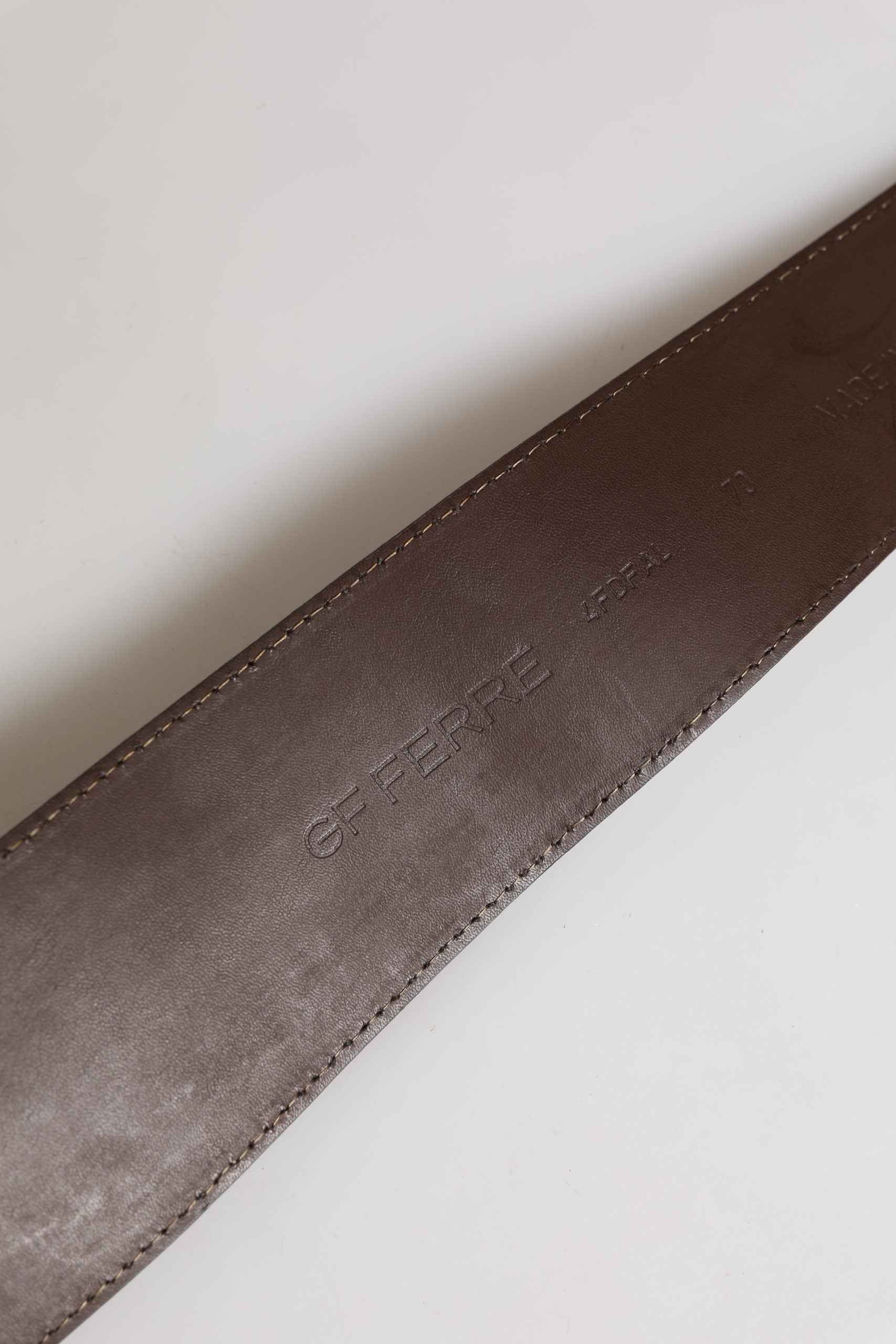 GF Ferre Brown Genuine Leather Logo Wide Waist Women Belt