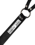 Dolce & Gabbana Black Exotic Leather Silver Metal Buckle Belt