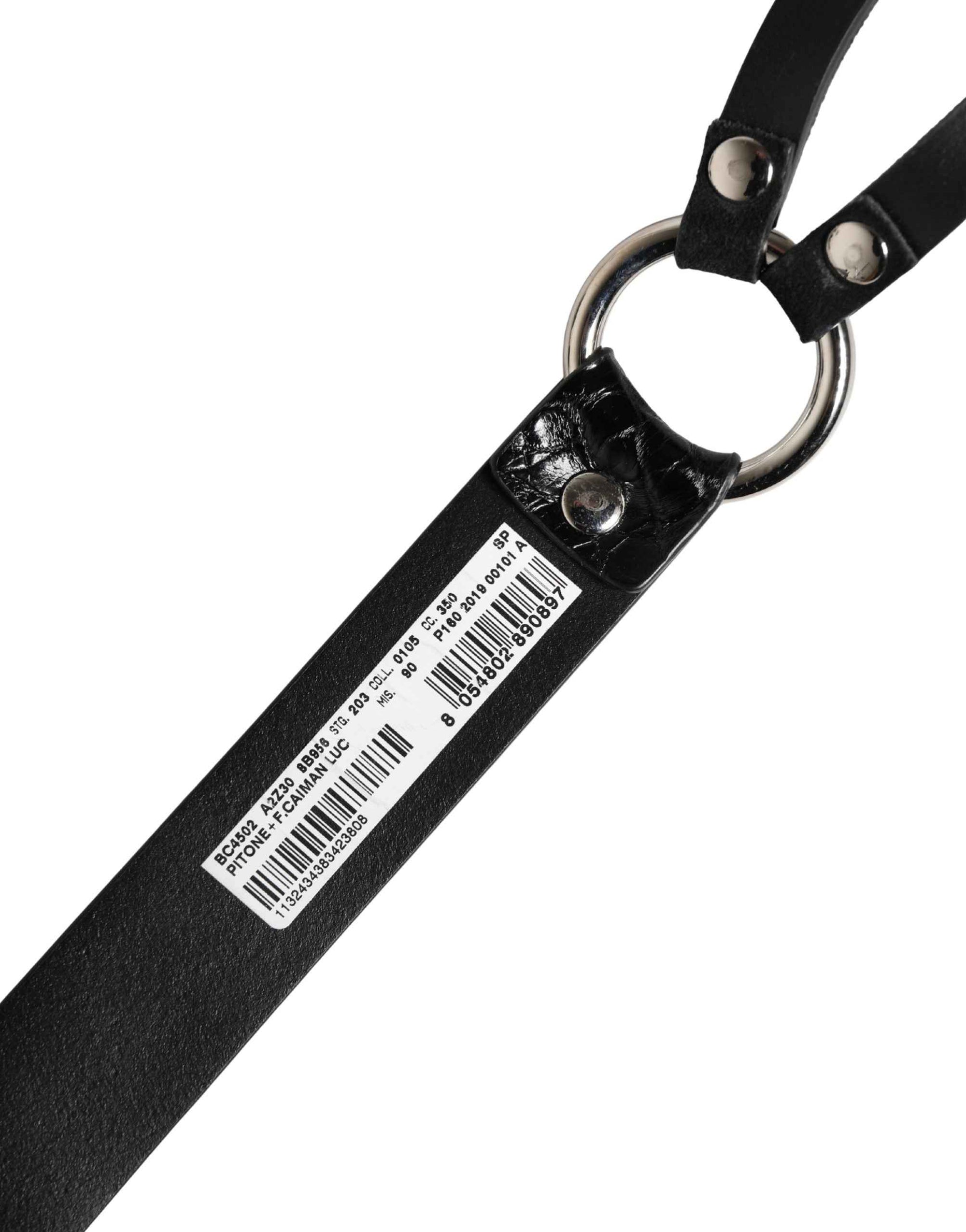 Dolce & Gabbana Black Exotic Leather Silver Metal Buckle Belt