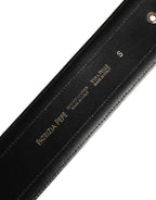 Patrizia Pepe Gray Genuine Leather Square Silver Metal Buckle Belt