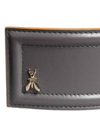 Patrizia Pepe Gray Genuine Leather Square Silver Metal Buckle Belt
