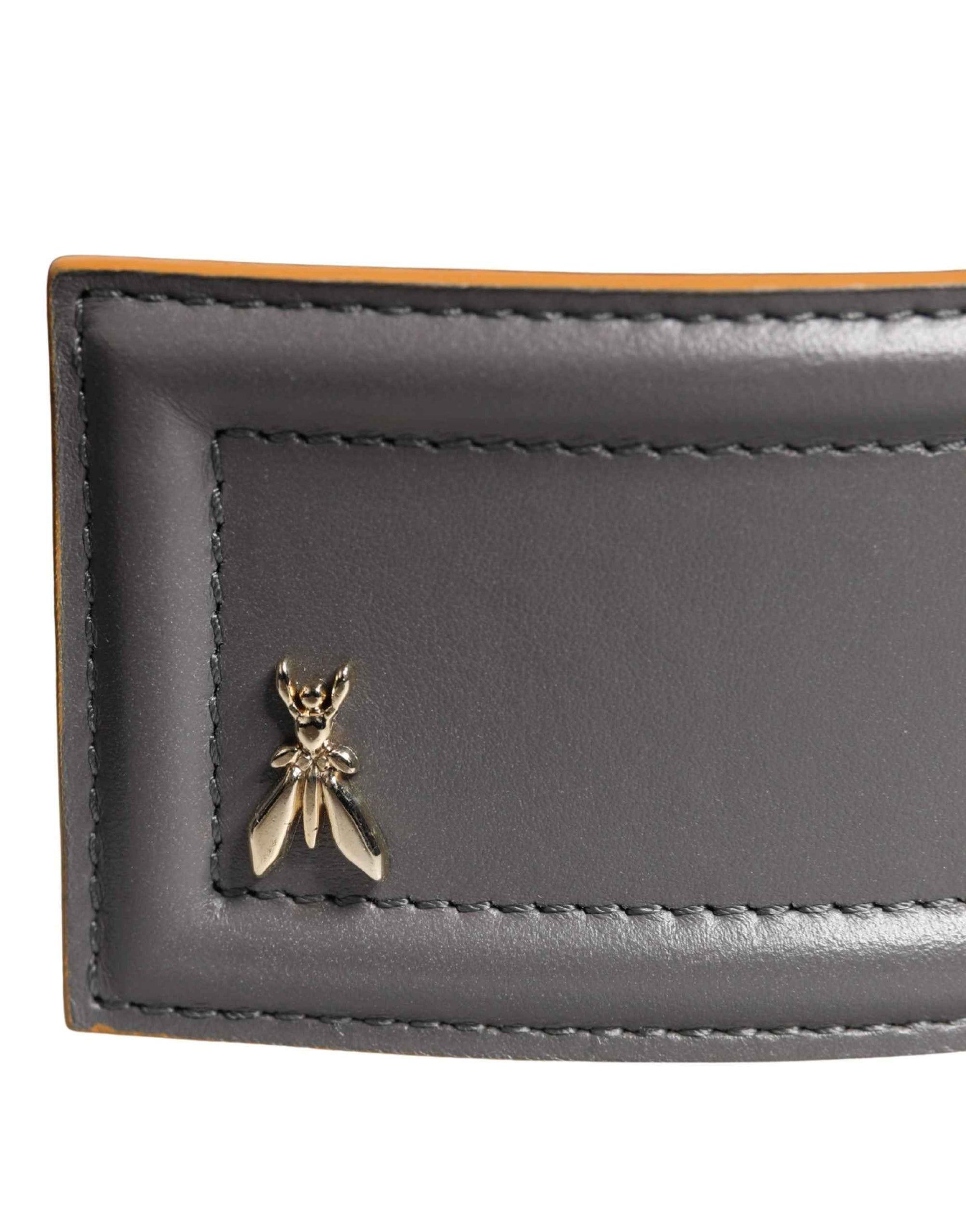Patrizia Pepe Gray Genuine Leather Square Silver Metal Buckle Belt