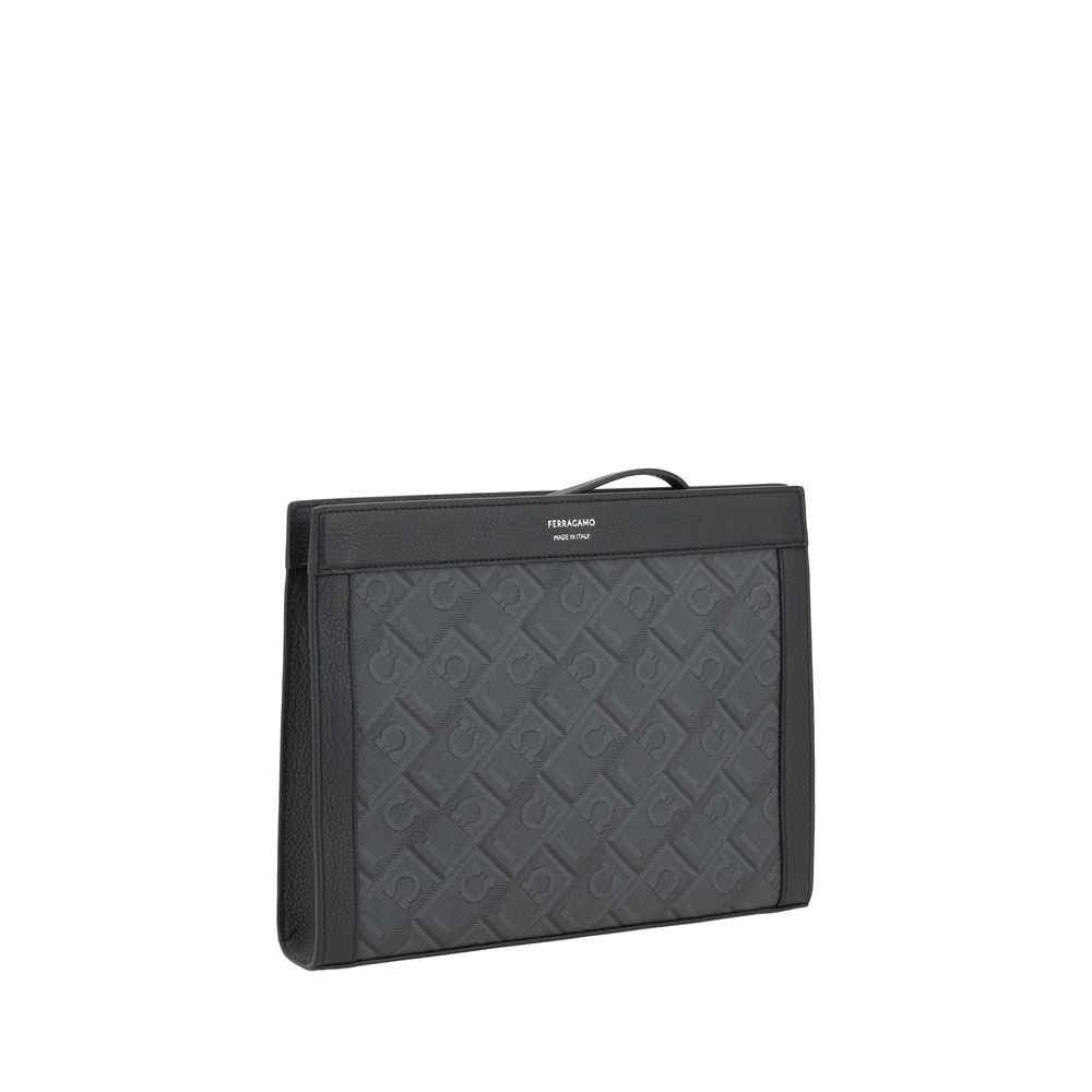 Ferragamo Black Polyethylene Clutch Bag