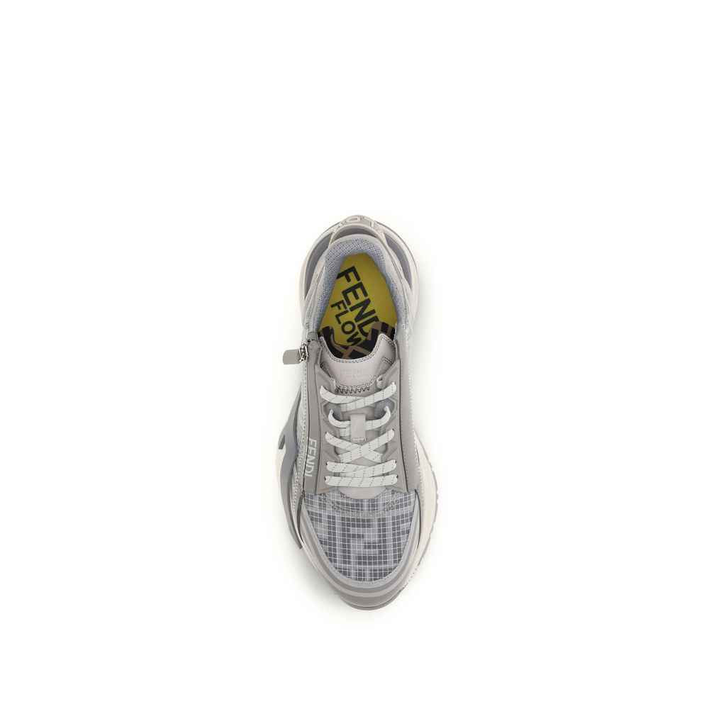 Fendi Gray Calf Leather Bos Taurus Athletic Sneakers