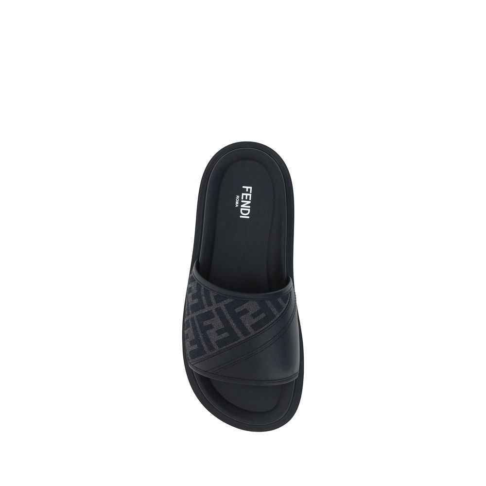 Fendi Gray Fabric Sandals