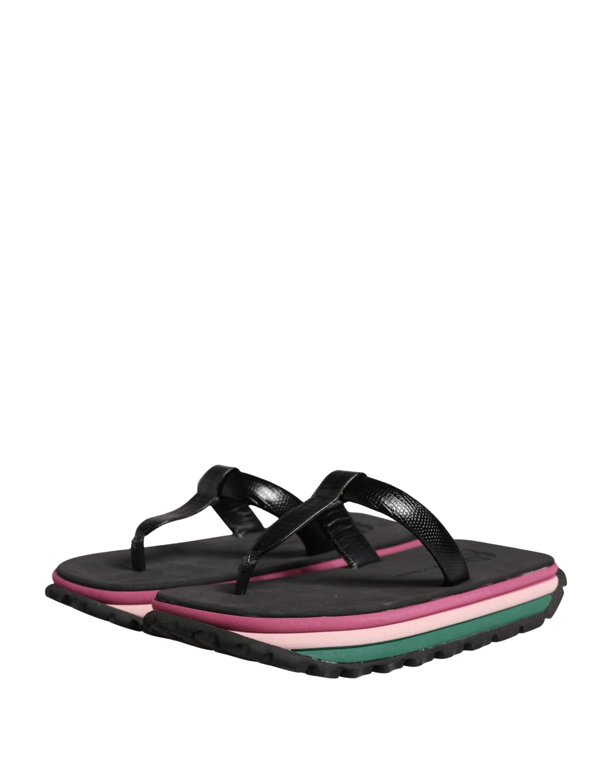Dolce & Gabbana Multicolor Rubber Chunky Flip Flop Shoes