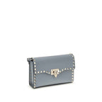 Valentino Garavani Blue Calf Leather Bos Taurus Shoulder Bag