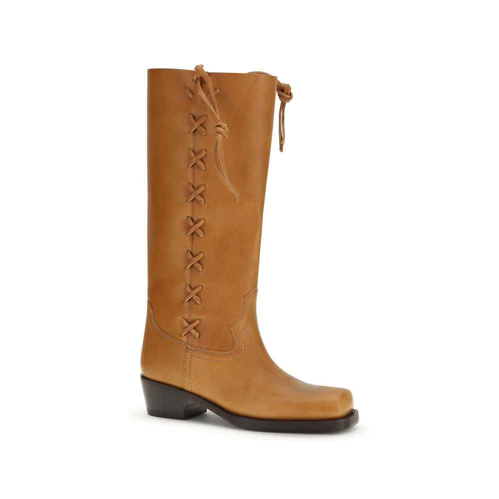 Paris Texas Brown Calf Leather Bos Taurus Lace-Up Boots