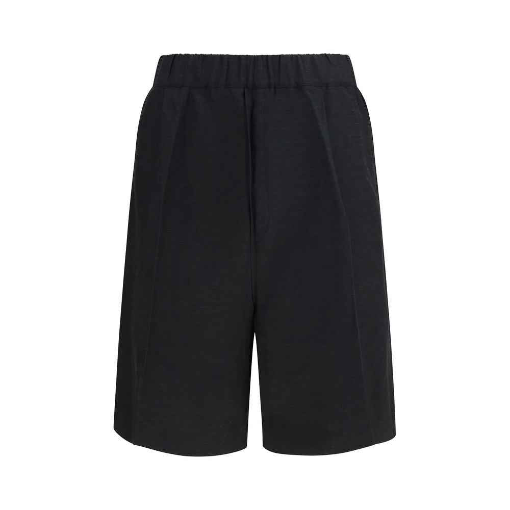 Laneus Black Viscose Bermuda Shorts