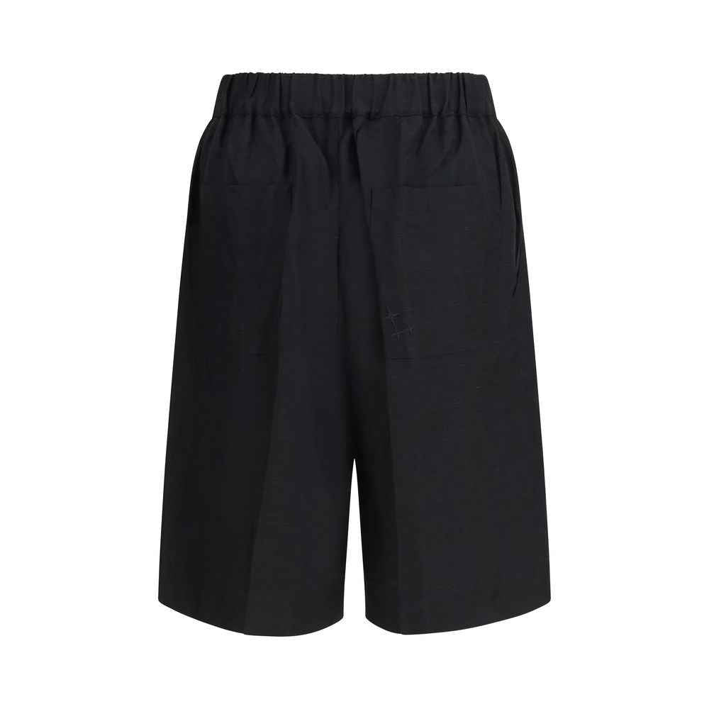 Laneus Black Viscose Bermuda Shorts