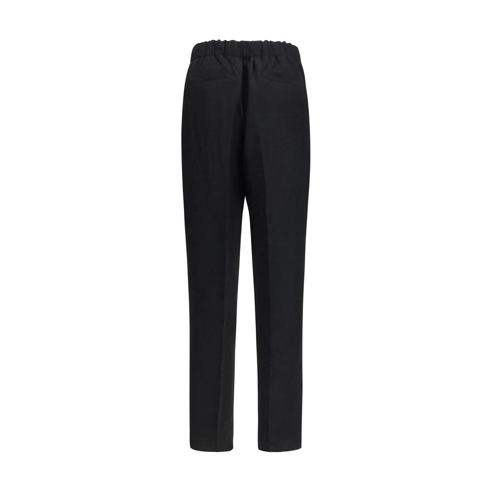 Laneus Black Viscose Casual Pants