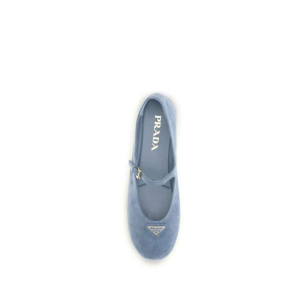 Prada Blue Goatskin Ballet Flats