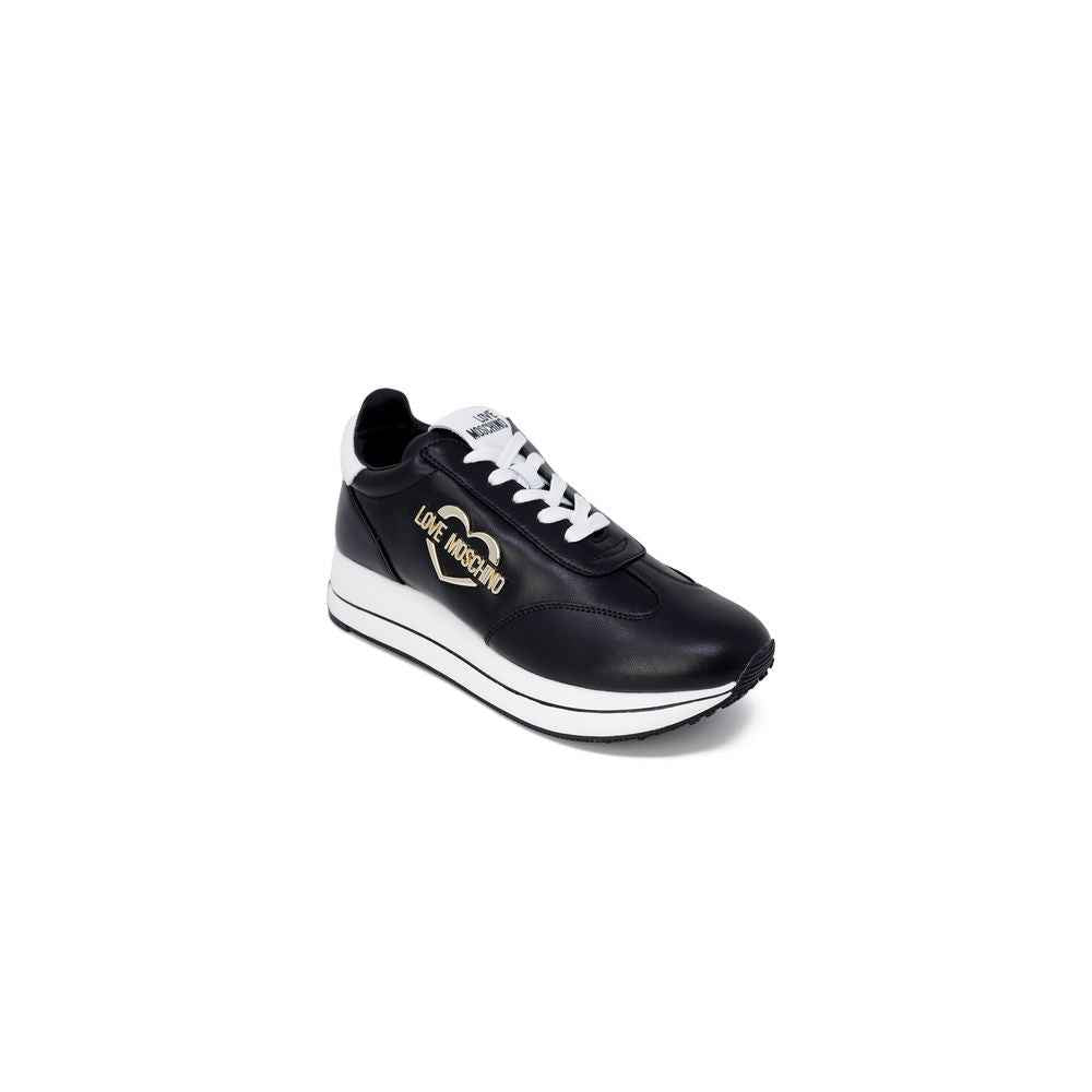 Love Moschino Black Leather Low Top Sneakers