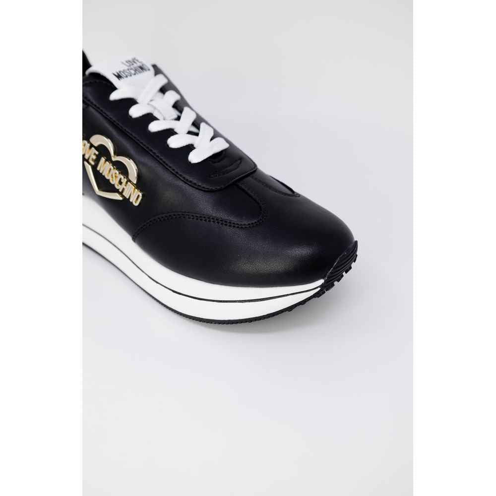 Love Moschino Black Leather Low Top Sneakers