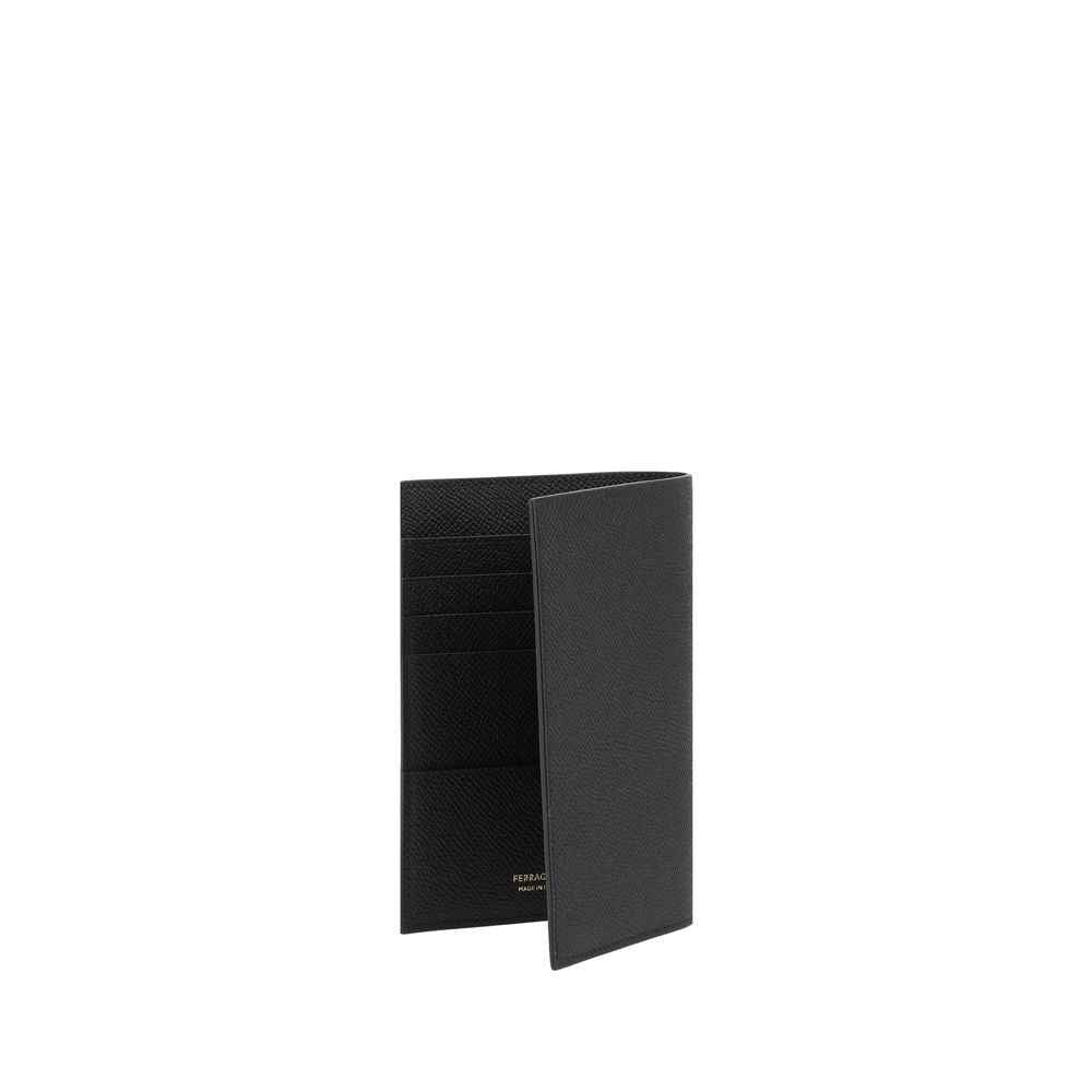 Ferragamo Black Calf Leather Bos Taurus Wallet