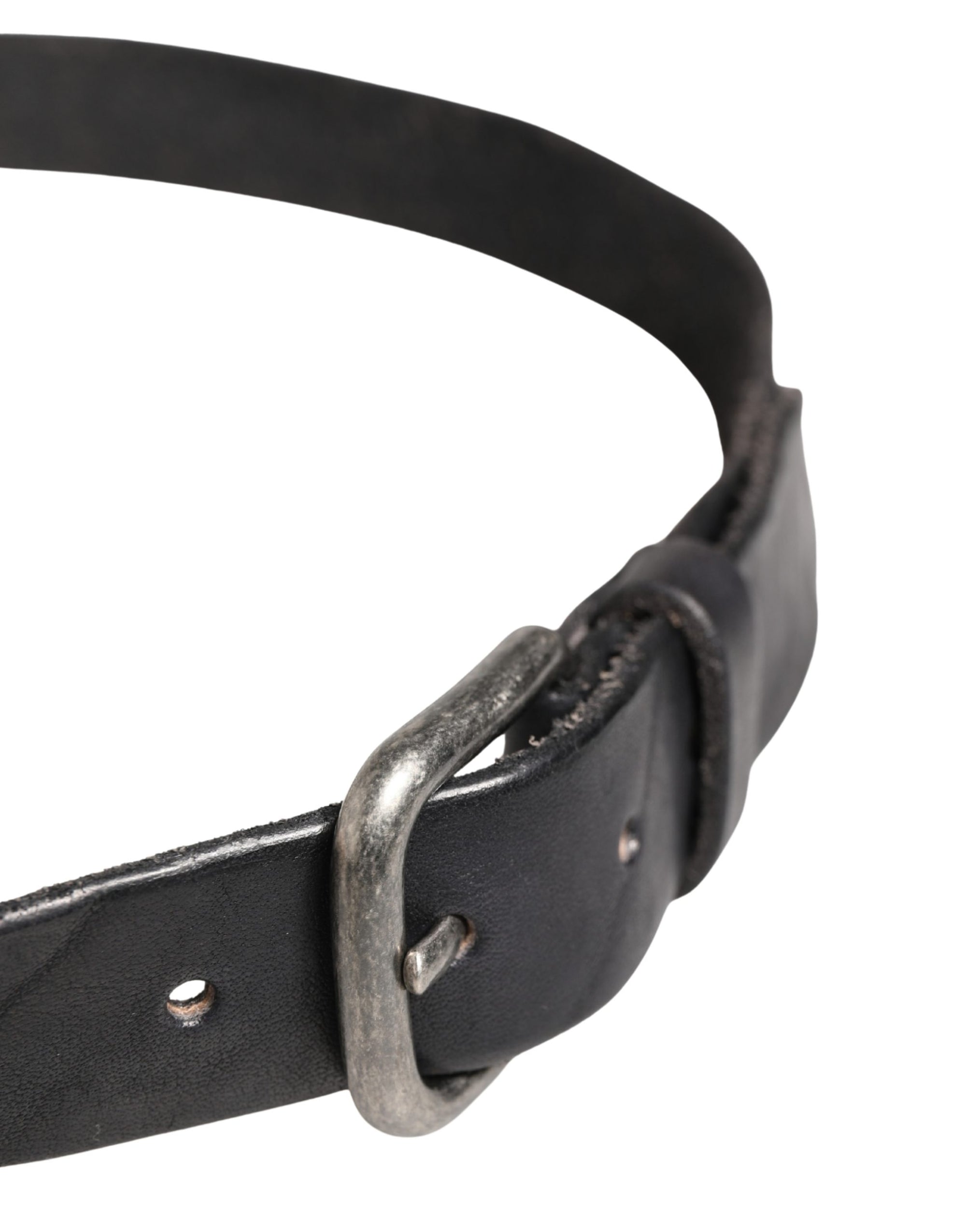 Daniele Alessandrini Men Black Leather Metal Buckle Belt