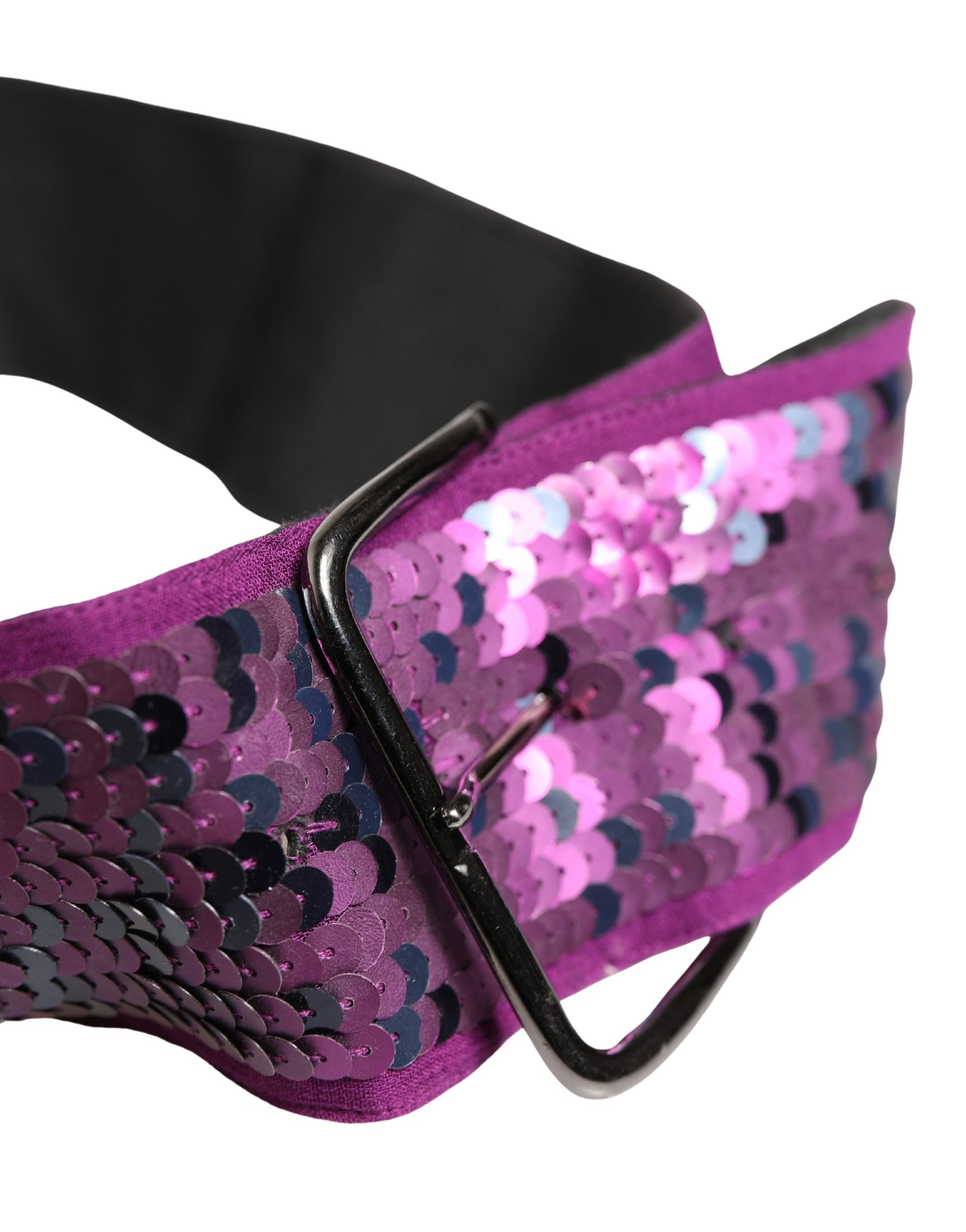 GF Ferre Women Purple Sequined Silver Metal Buckle Belt