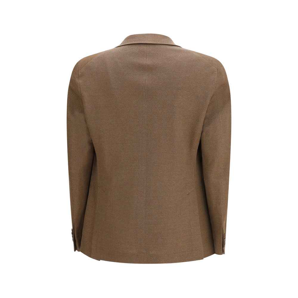 Tagliatore Brown Linen Blazer