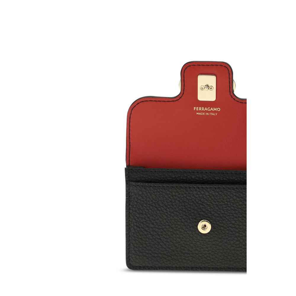 Ferragamo Black Calf Leather Bos Taurus Wallet