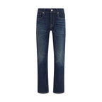 7FOR Black Cotton Flared Jeans