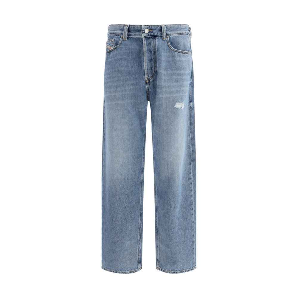 Diesel Blue Cotton Relaxed Fit Jeans