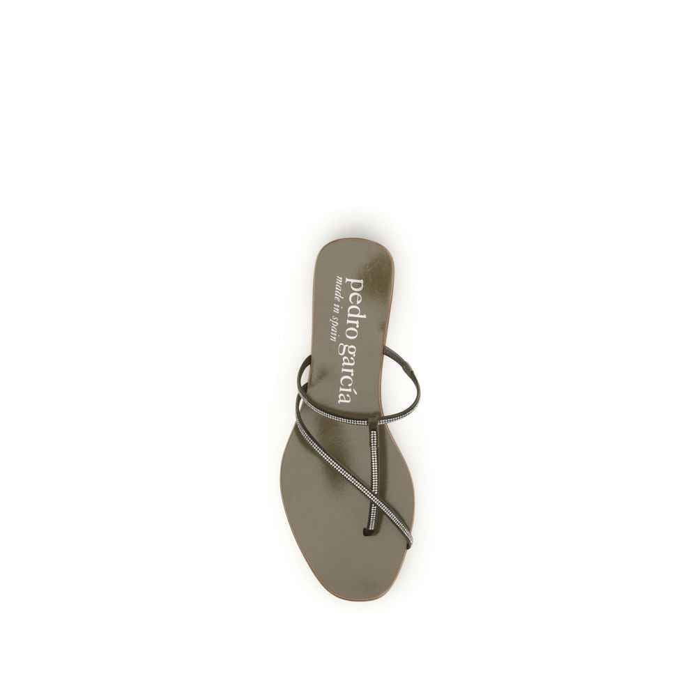Pedro García Brown Calf Leather Bos Taurus Flat Sandals