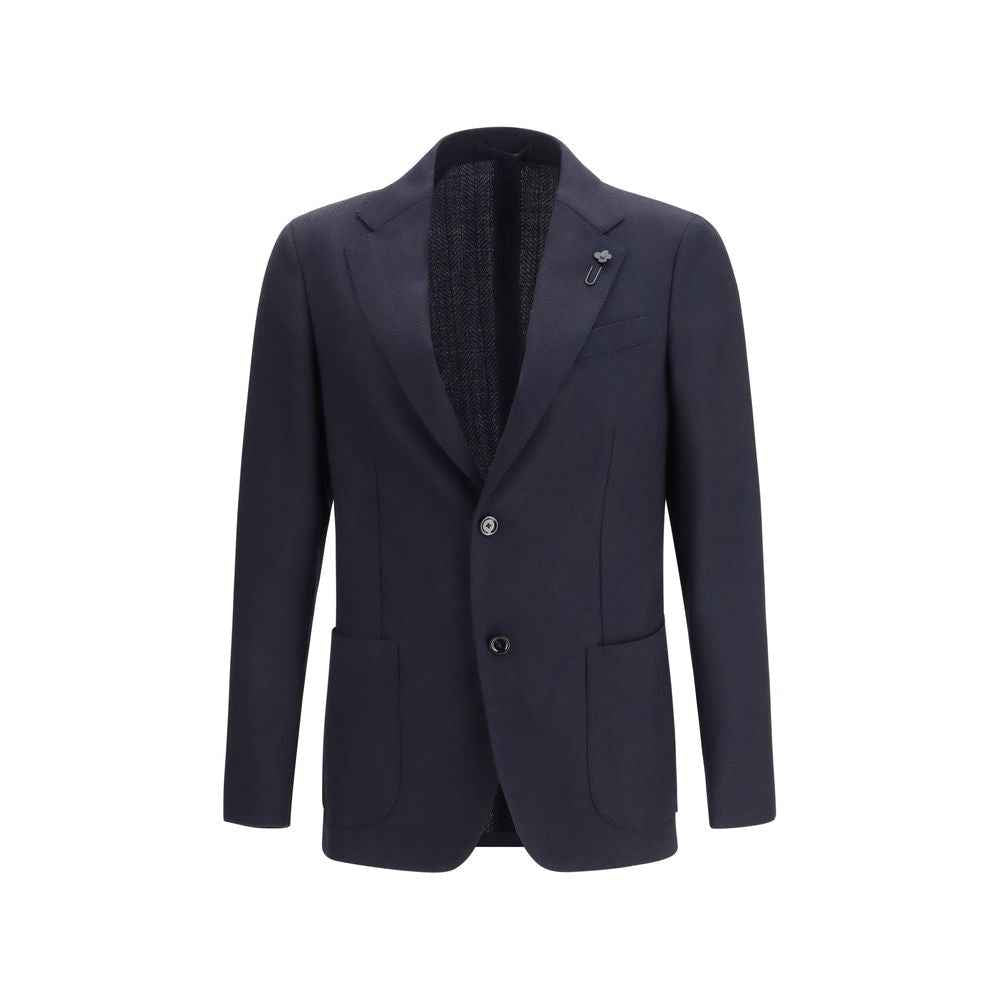 Lardini Blue Fleece Wool Blazer