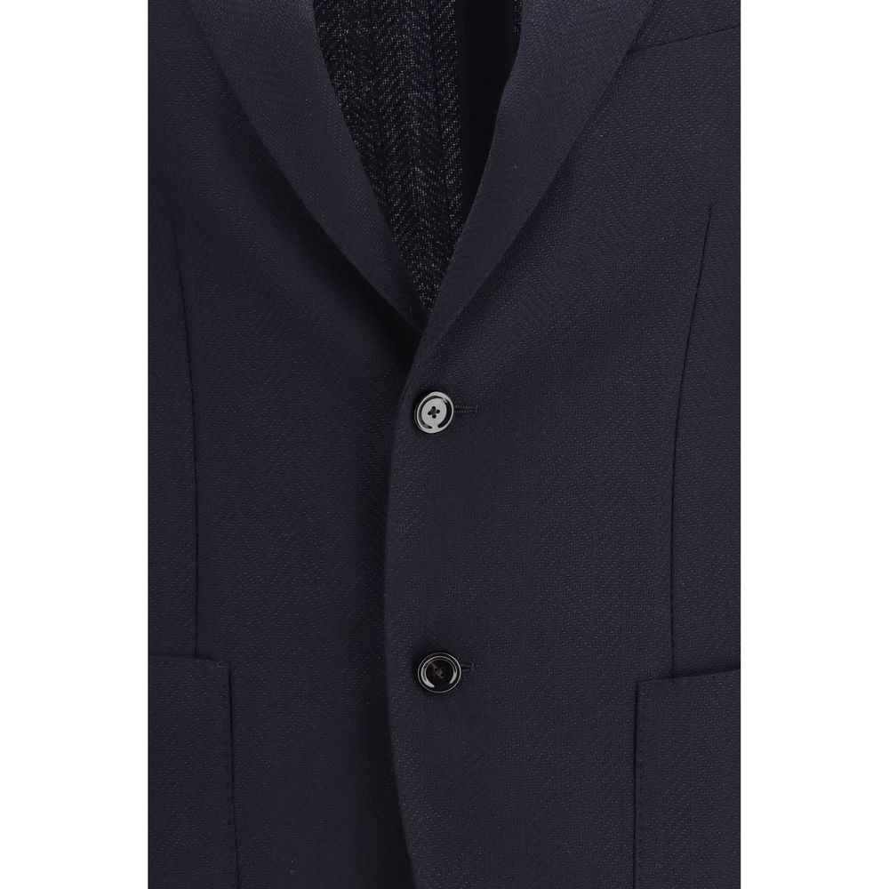 Lardini Blue Fleece Wool Blazer