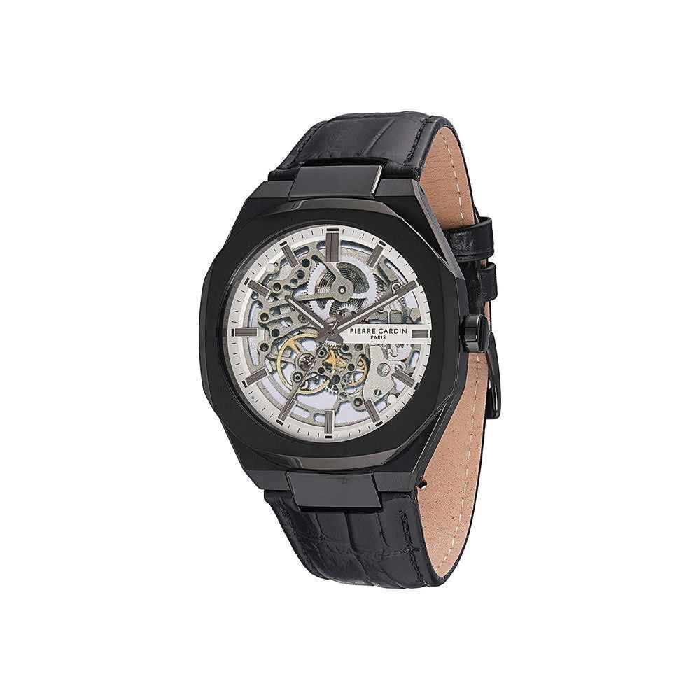 Pierre Cardin Black Leather Dress Watch