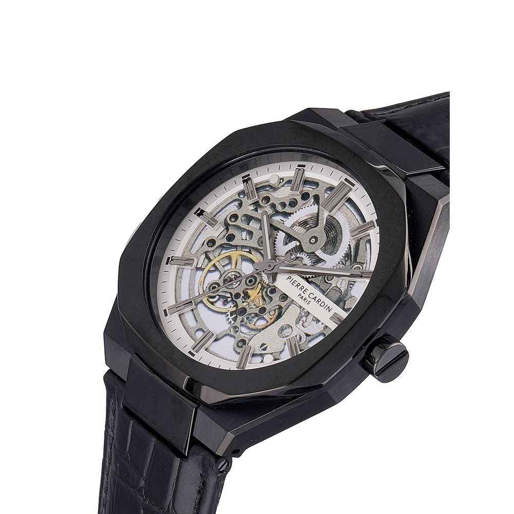 Pierre Cardin Black Leather Dress Watch