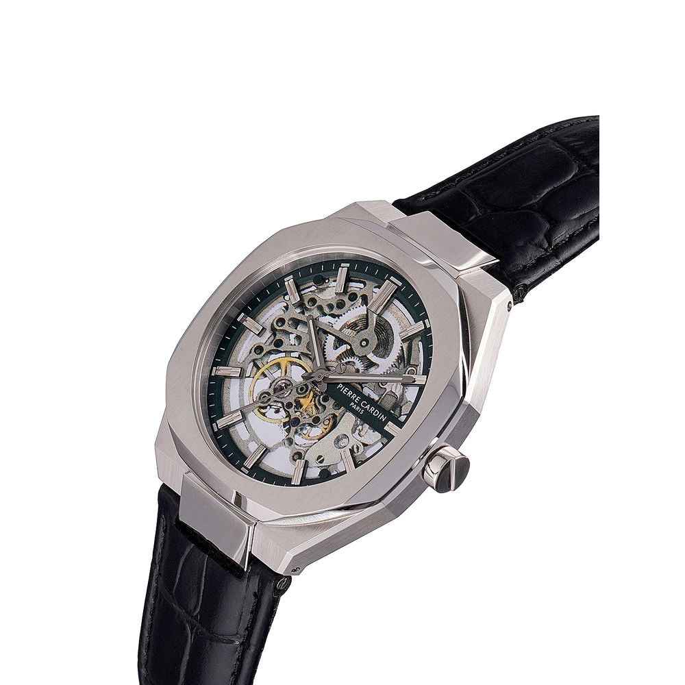 Pierre Cardin Black Leather Bracelet Watch