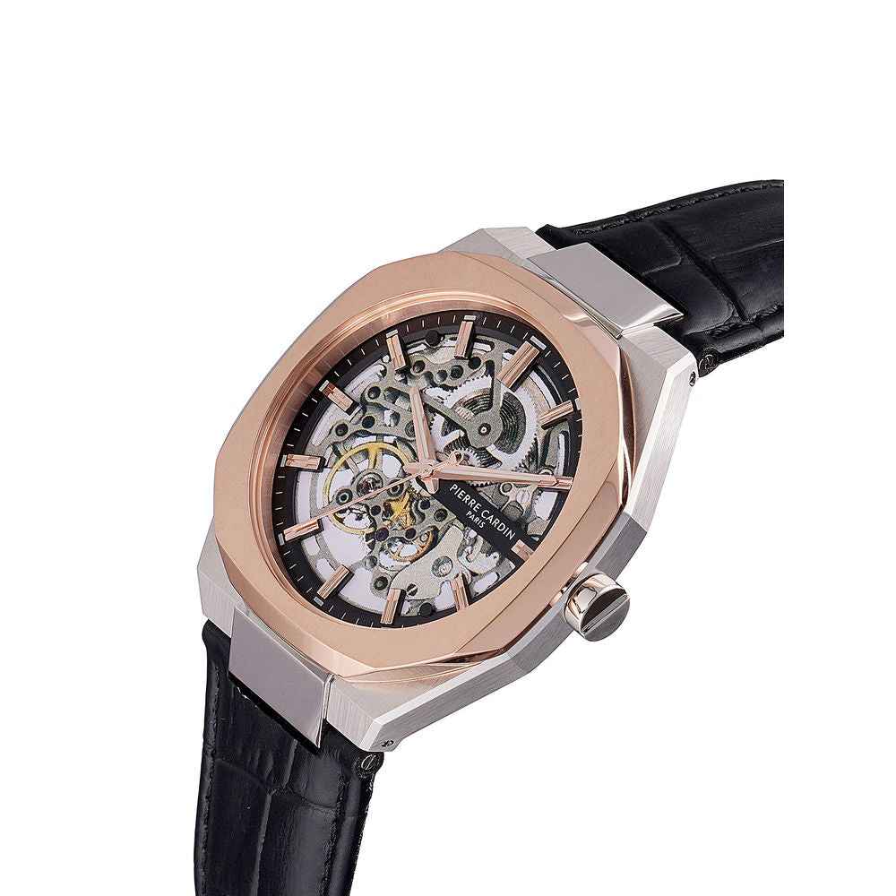 Pierre Cardin Black Leather Dress Watch