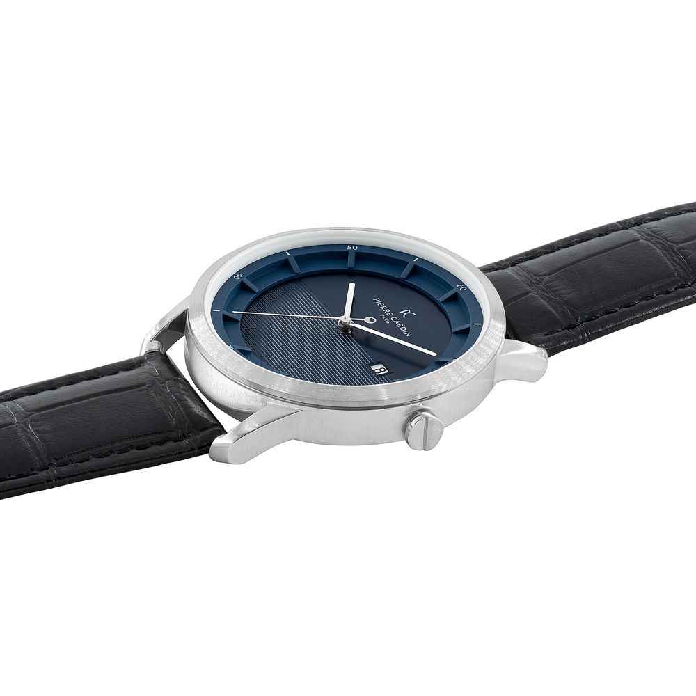 Pierre Cardin Black Leather Dress Watch