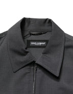 Dolce & Gabbana Black Wool Logo Full Zip Men Bomber Jacket
