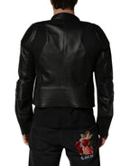 Dolce & Gabbana Black Nylon Full Zip Men Biker Coat Jacket