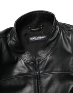 Dolce & Gabbana Black Nylon Full Zip Men Biker Coat Jacket