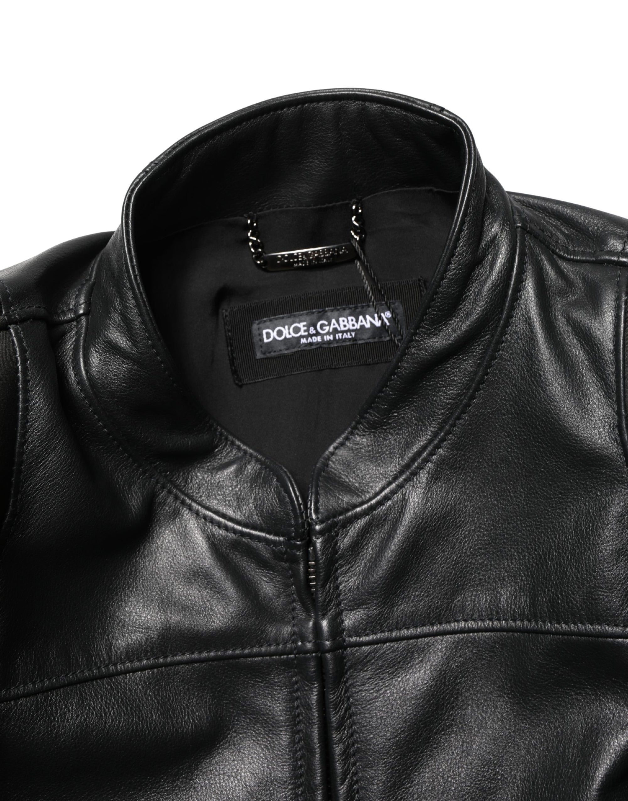 Dolce & Gabbana Black Nylon Full Zip Men Biker Coat Jacket