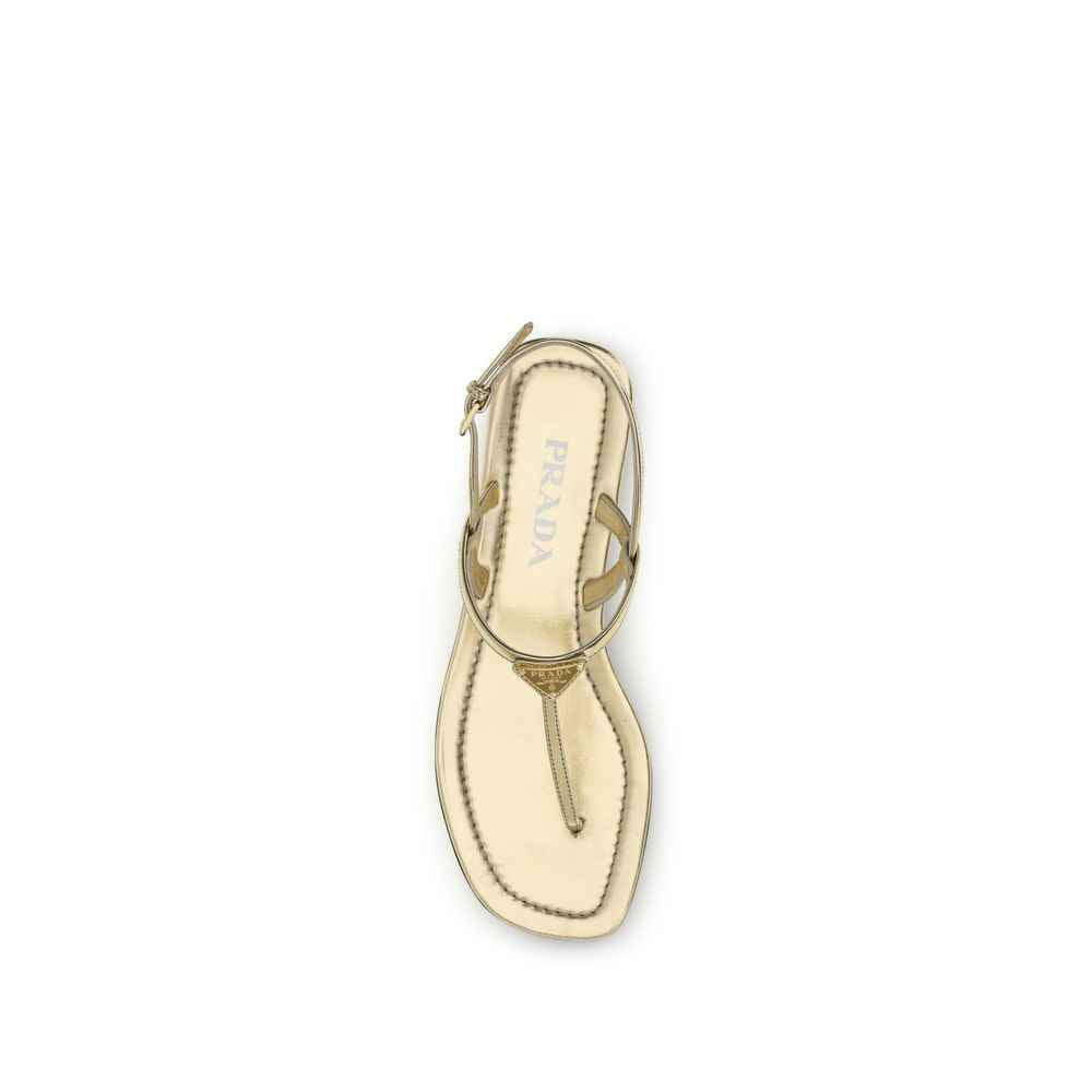 Prada Silver Calf Leather Bos Taurus Flat Sandals
