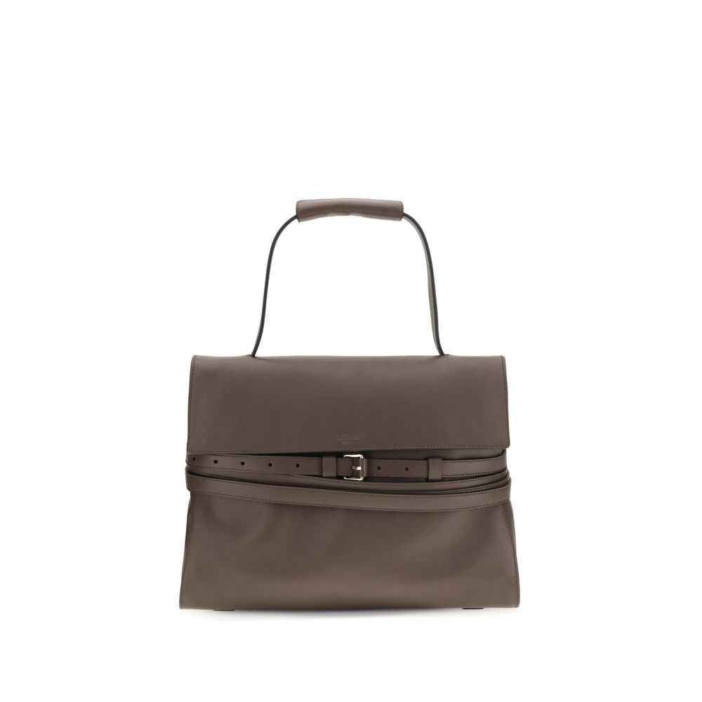 Moschino Brown Calf Leather Bos Taurus Handbag