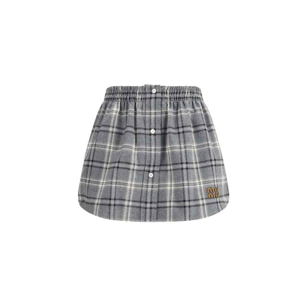 Miu Miu Gray Cotton Mini Skirt
