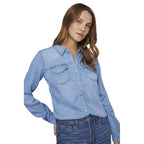 Vila Clothes Light Blue Cotton Blouse