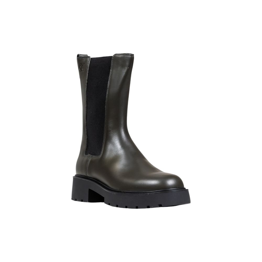 Calvin Klein Jeans Gray Leather Ankle Boots