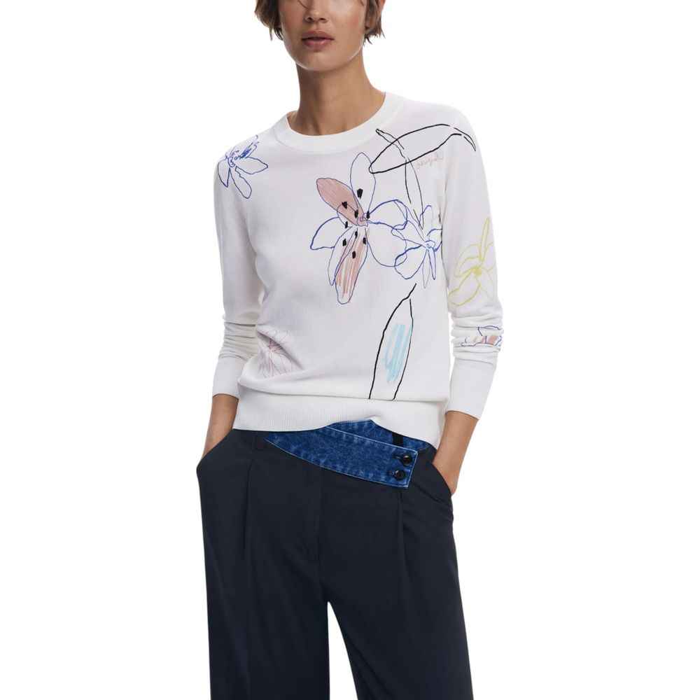 Desigual Cream Viscose Sweatshirt