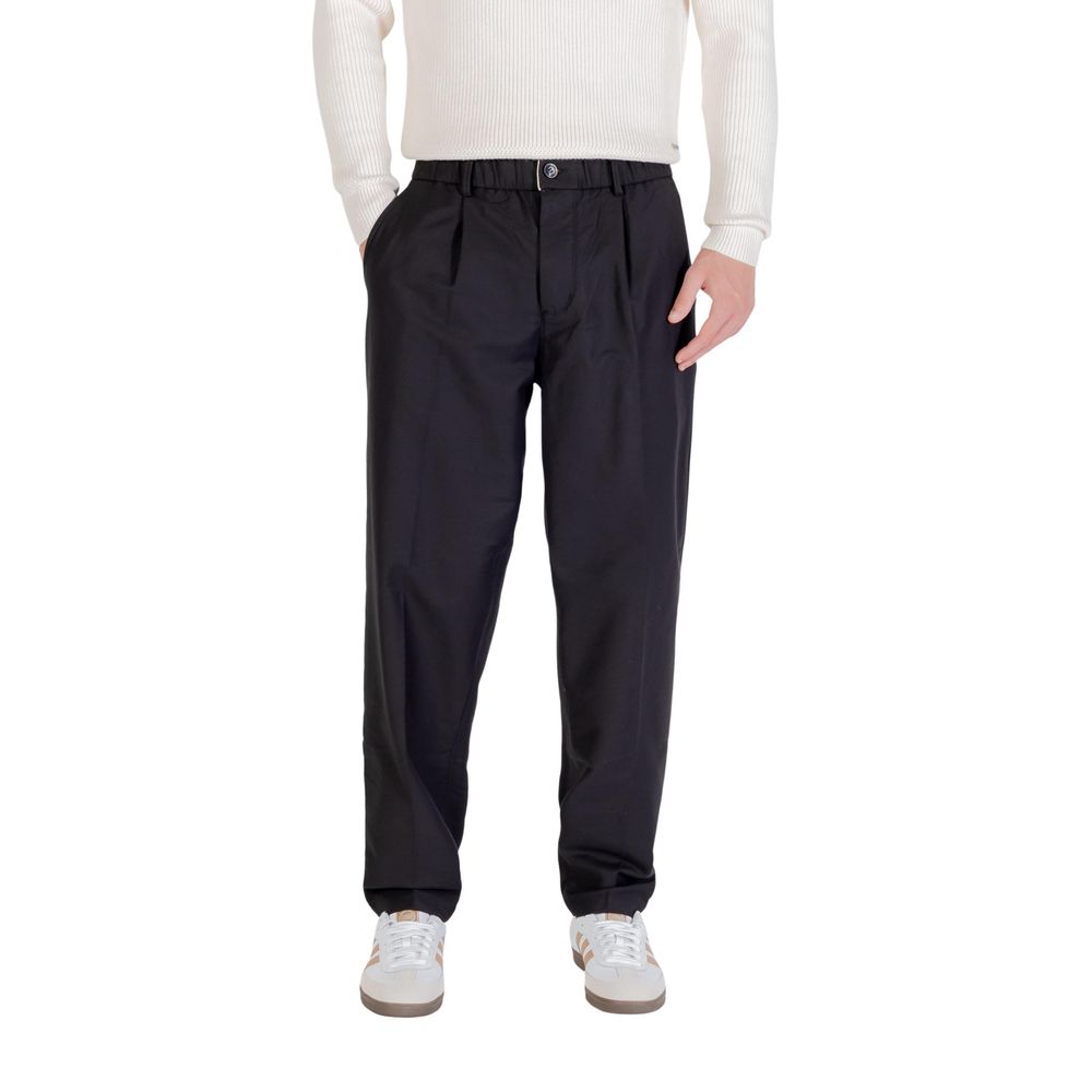 Gianni Lupo Black Cotton Casual Pants