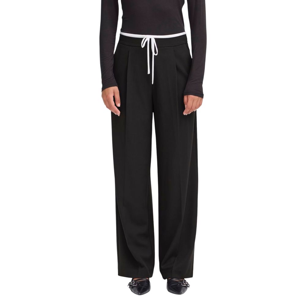 ICHI Black Polyester Pants